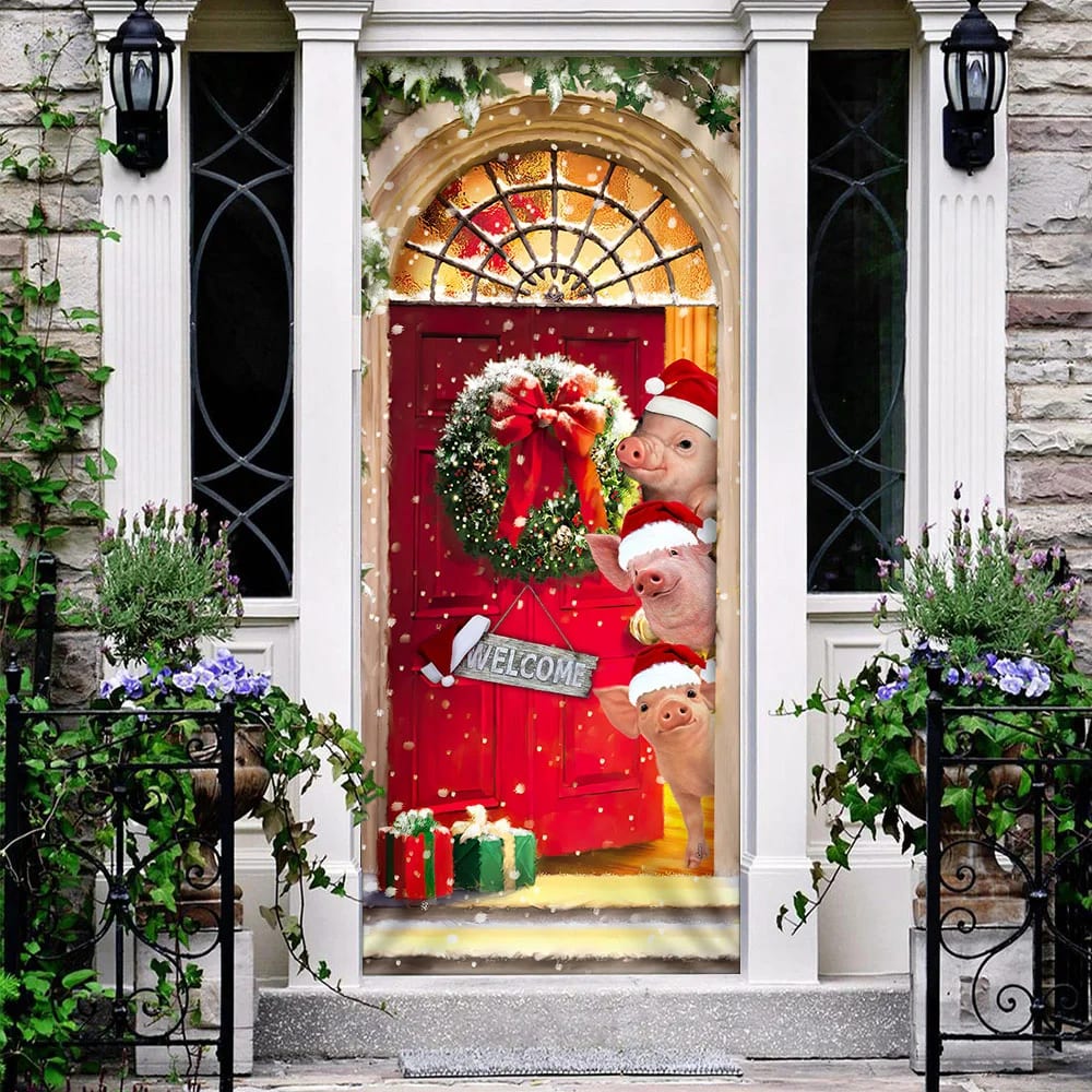 Farmhouse Pig Christmas Door Cover Unique Gifts Doorcover Housewarming Gifts 2 Farmhouse Pig Christmas Door Cover Unique Gifts Doorcover Housewarming Gifts 2