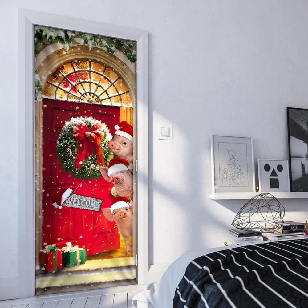 Farmhouse Pig Christmas Door Cover Unique Gifts Doorcover Housewarming Gifts 5 Farmhouse Pig Christmas Door Cover Unique Gifts Doorcover Housewarming Gifts 5