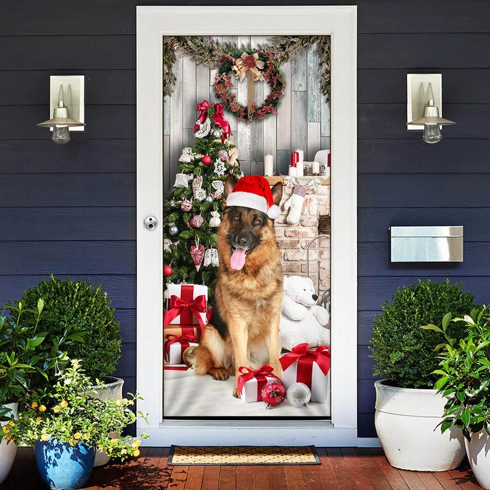 German Shepherd Christmas Door Cover Xmas Outdoor Decoration Gifts For Dog Lovers 2 German Shepherd Christmas Door Cover Xmas Outdoor Decoration Gifts For Dog Lovers 2
