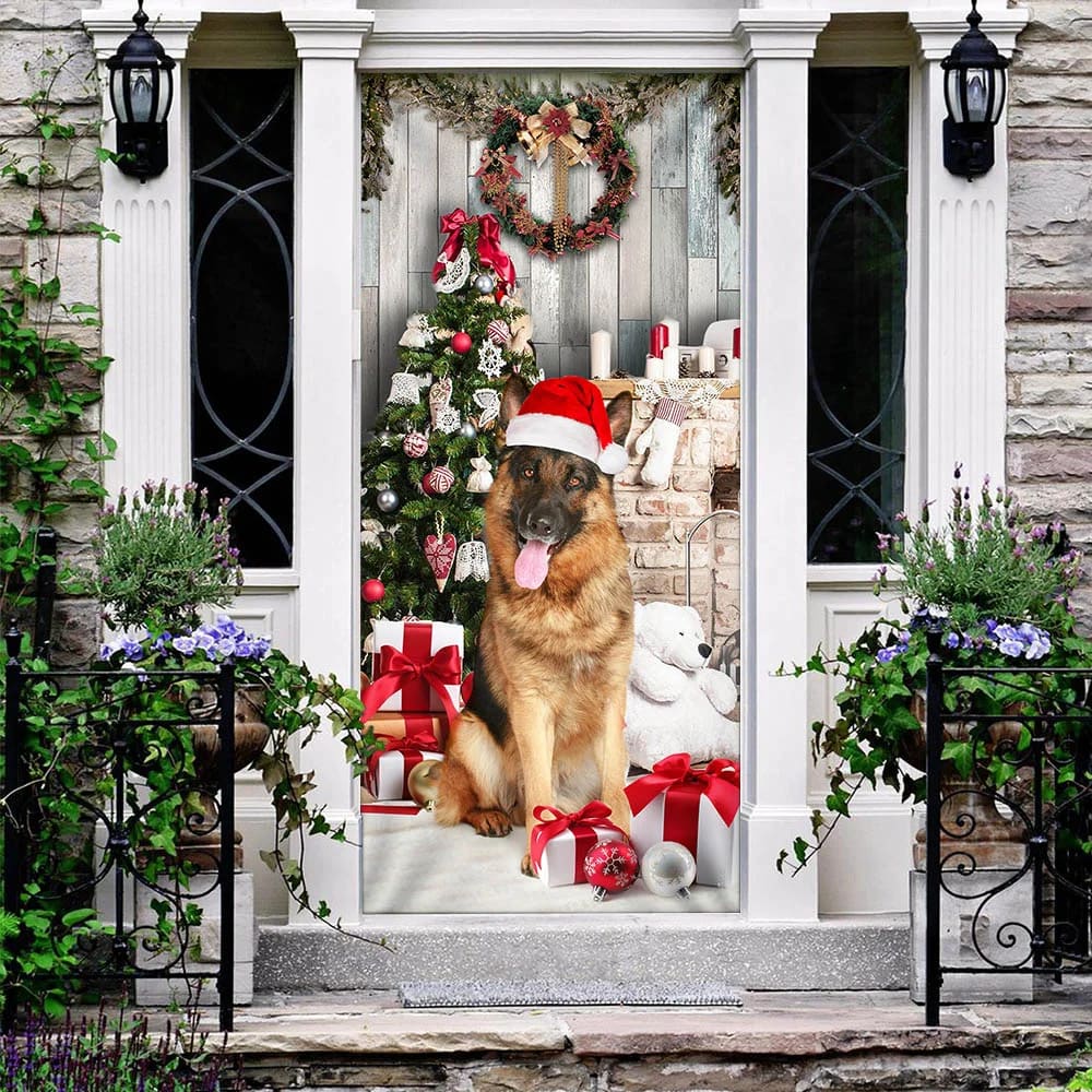 German Shepherd Christmas Door Cover Xmas Outdoor Decoration Gifts For Dog Lovers 3 German Shepherd Christmas Door Cover Xmas Outdoor Decoration Gifts For Dog Lovers 3