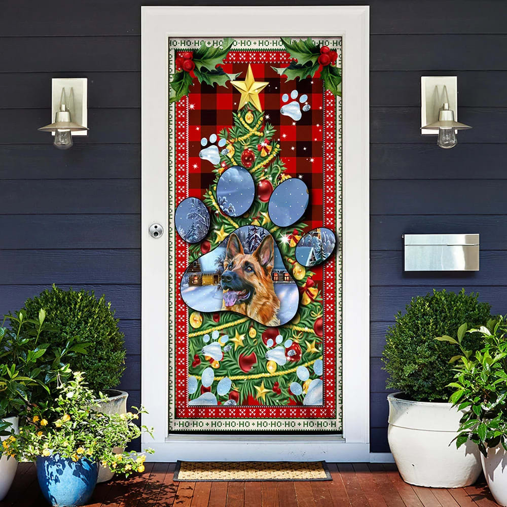 German Shepherd Dog Paw Christmas Door Cover Xmas Outdoor Decoration Gifts For Dog Lovers 2 German Shepherd Dog Paw Christmas Door Cover Xmas Outdoor Decoration Gifts For Dog Lovers 2