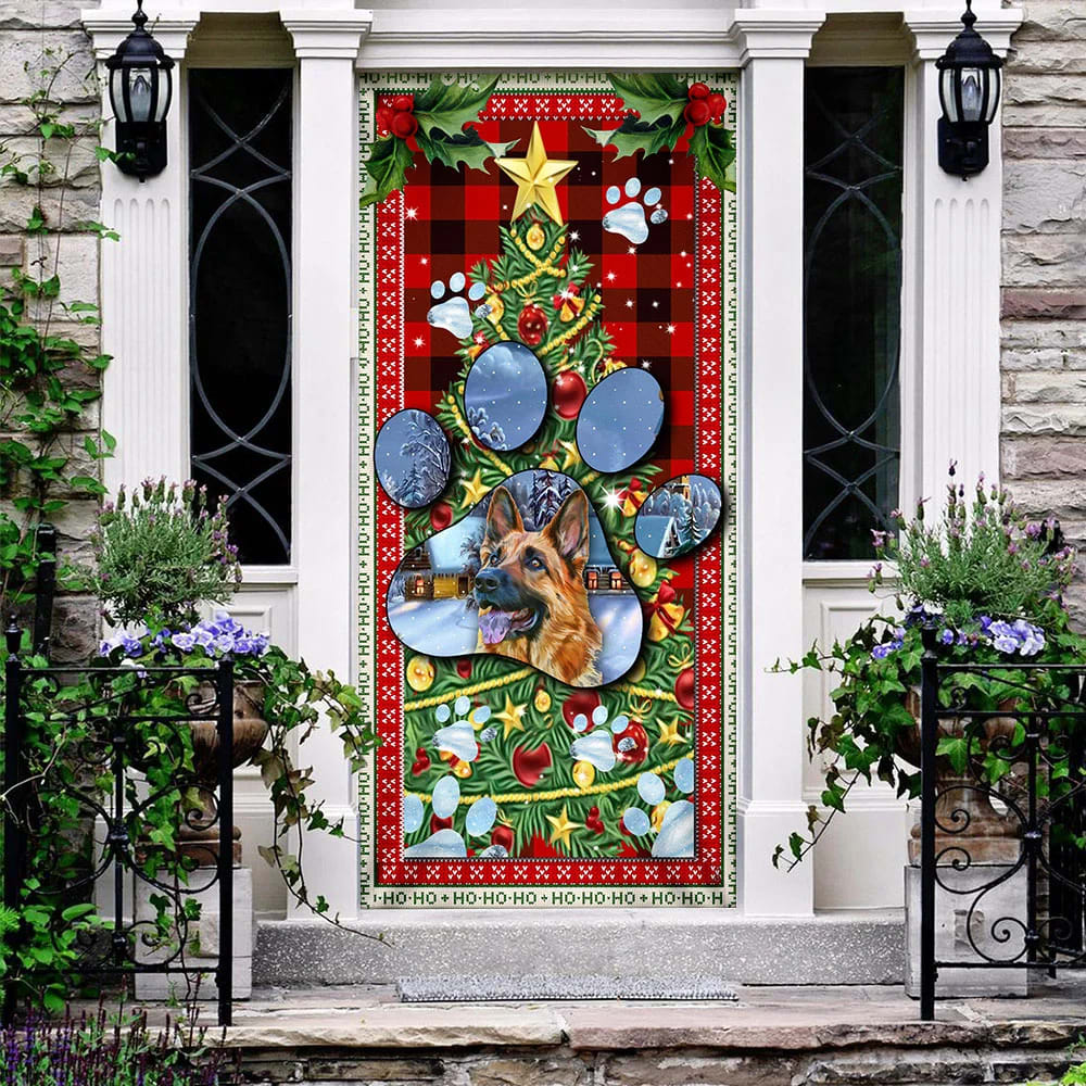 German Shepherd Dog Paw Christmas Door Cover Xmas Outdoor Decoration Gifts For Dog Lovers 3 German Shepherd Dog Paw Christmas Door Cover Xmas Outdoor Decoration Gifts For Dog Lovers 3