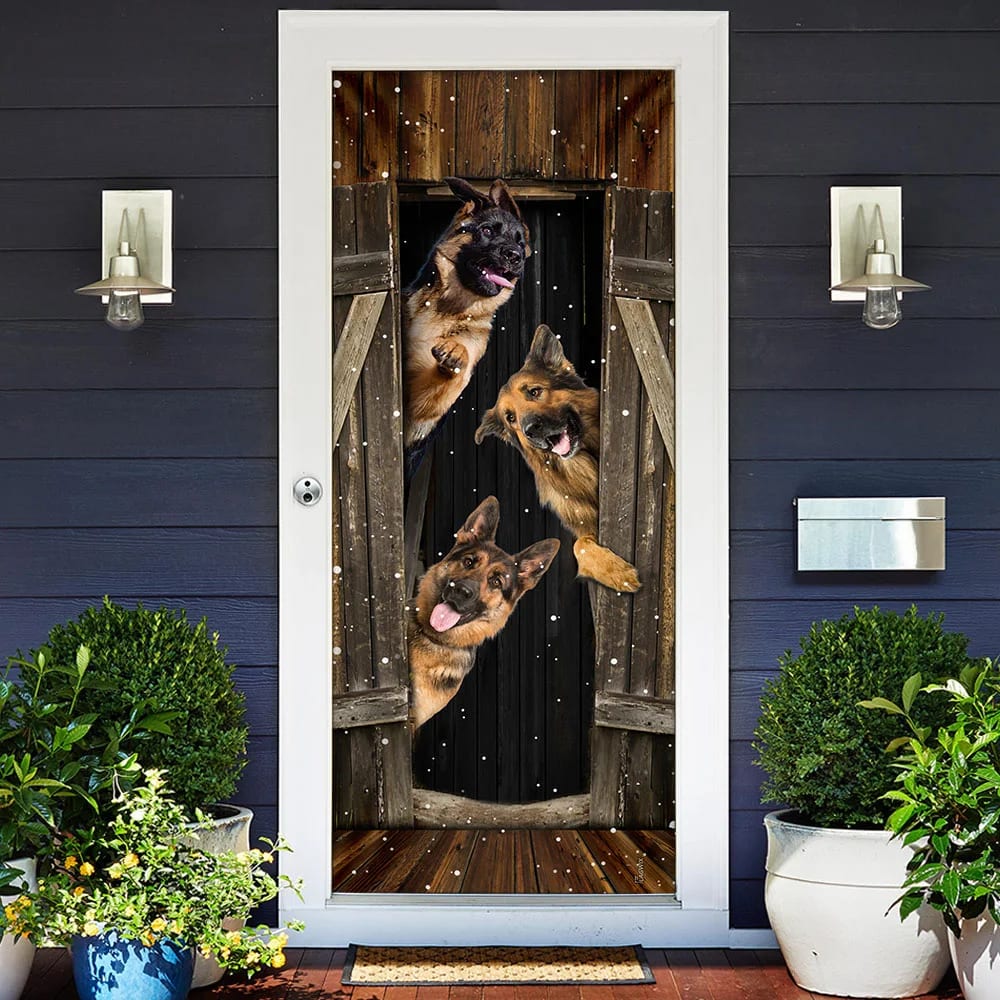 German Shepherd Happy Farmhouse Door Cover Xmas Outdoor Decoration Gifts For Dog Lovers 2 German Shepherd Happy Farmhouse Door Cover Xmas Outdoor Decoration Gifts For Dog Lovers 2