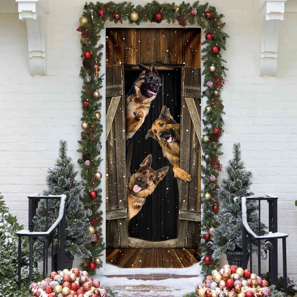 German Shepherd Happy Farmhouse Door Cover Xmas Outdoor Decoration Gifts For Dog Lovers 3 German Shepherd Happy Farmhouse Door Cover Xmas Outdoor Decoration Gifts For Dog Lovers 3