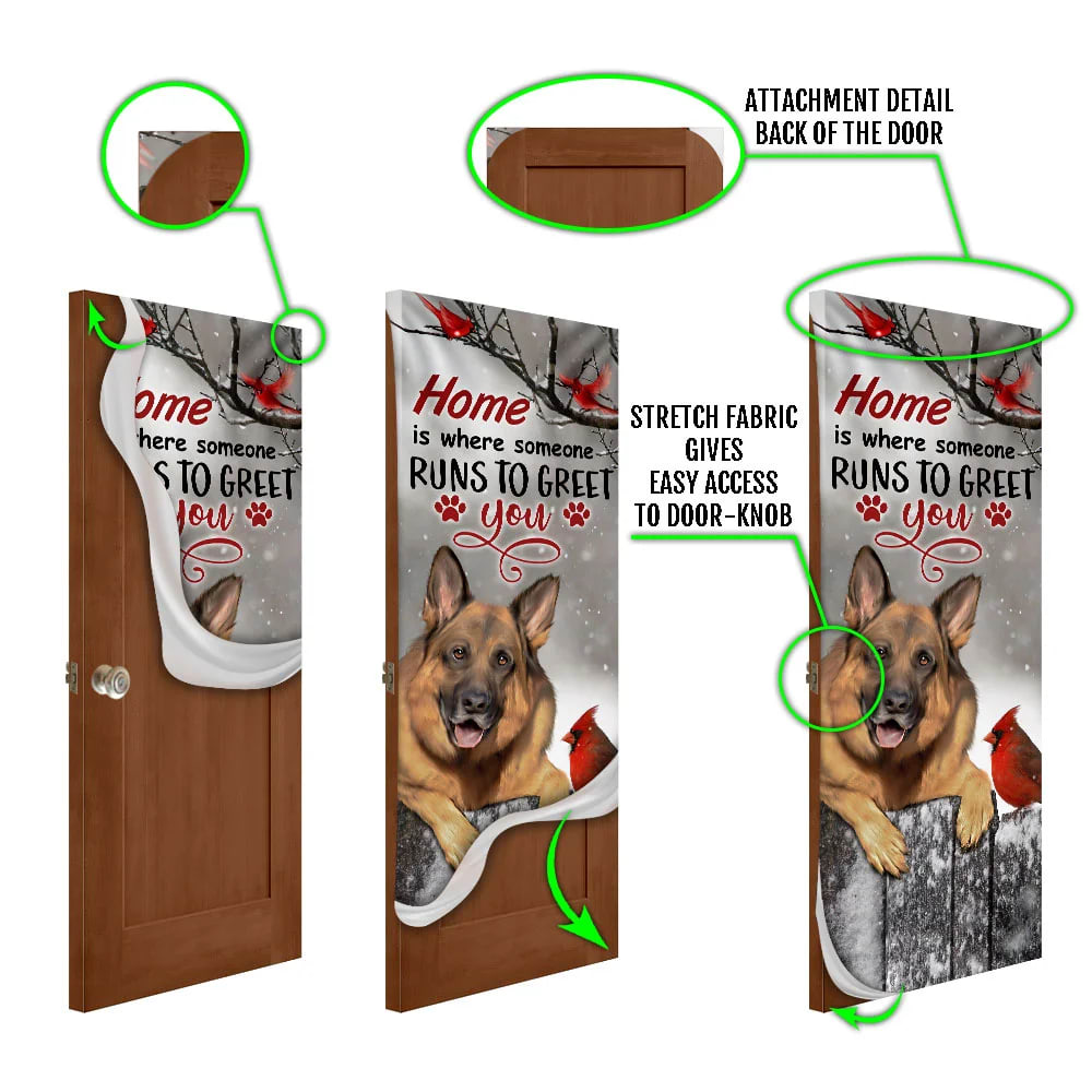 German Shepherd Home Is Where Someone Runs To Greet You Door Cover Xmas Outdoor Decoration Gifts For Dog Lovers 5 German Shepherd Home Is Where Someone Runs To Greet You Door Cover Xmas Outdoor Decoration Gifts For Dog Lovers 5
