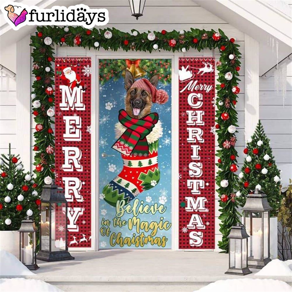 German Sherp Believe In The Magic Of Christmas Door Cover Xmas Gifts For Pet Lovers Christmas Gift For Friends German Sherp Believe In The Magic Of Christmas Door Cover Xmas Gifts For Pet Lovers Christmas Gift For Friends