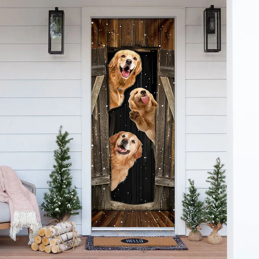 Golden Retriever Happy Farmhouse Door Cover Xmas Outdoor Decoration Gifts For Dog Lovers 1 Golden Retriever Happy Farmhouse Door Cover Xmas Outdoor Decoration Gifts For Dog Lovers 1