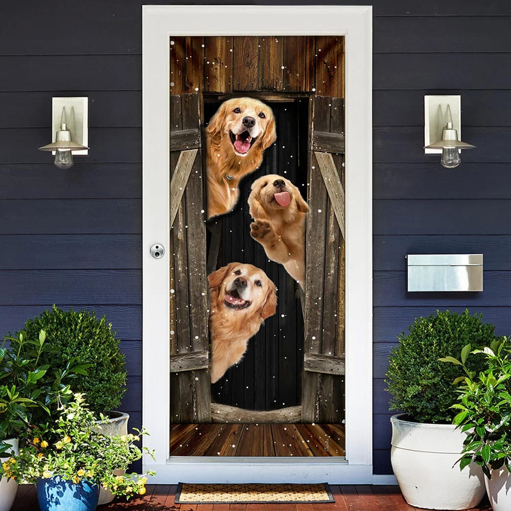 Golden Retriever Happy Farmhouse Door Cover Xmas Outdoor Decoration Gifts For Dog Lovers 2 Golden Retriever Happy Farmhouse Door Cover Xmas Outdoor Decoration Gifts For Dog Lovers 2