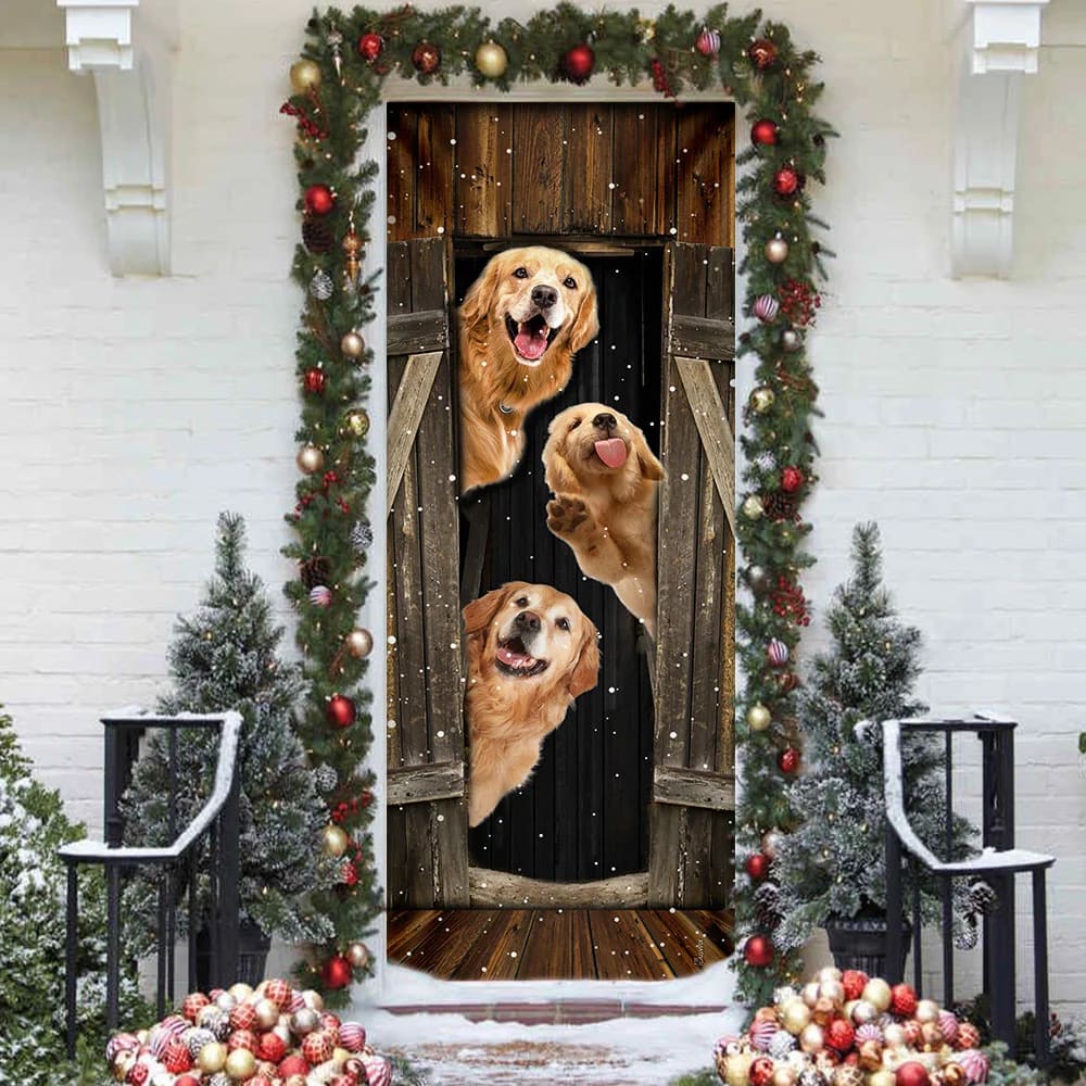 Golden Retriever Happy Farmhouse Door Cover Xmas Outdoor Decoration Gifts For Dog Lovers 3 Golden Retriever Happy Farmhouse Door Cover Xmas Outdoor Decoration Gifts For Dog Lovers 3