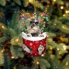 Greyhound In Snow Pocket Christmas Ornament – Two Sided Christmas Plastic Hanging