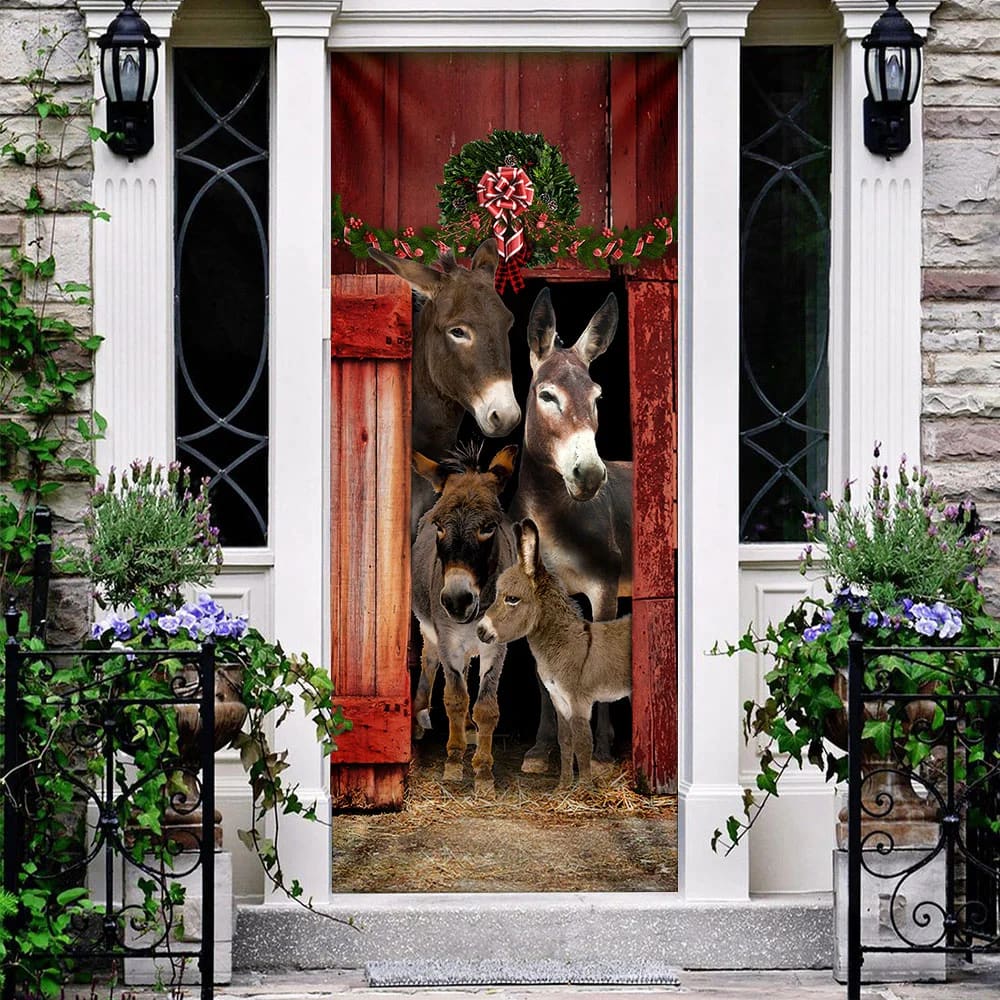 Happy Family Donkey Door Cover Unique Gifts Doorcover Holiday Decor 3 Happy Family Donkey Door Cover Unique Gifts Doorcover Holiday Decor 3