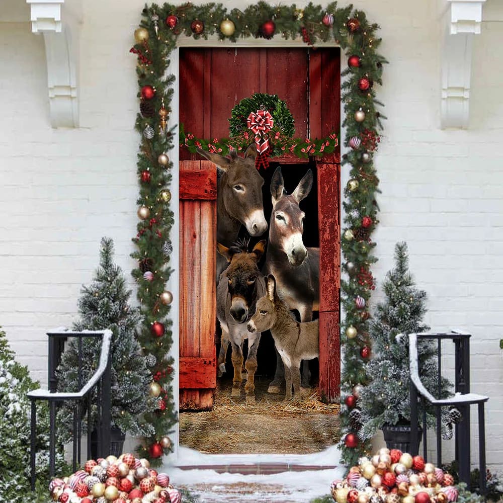 Happy Family Donkey Door Cover Unique Gifts Doorcover Holiday Decor 4 Happy Family Donkey Door Cover Unique Gifts Doorcover Holiday Decor 4