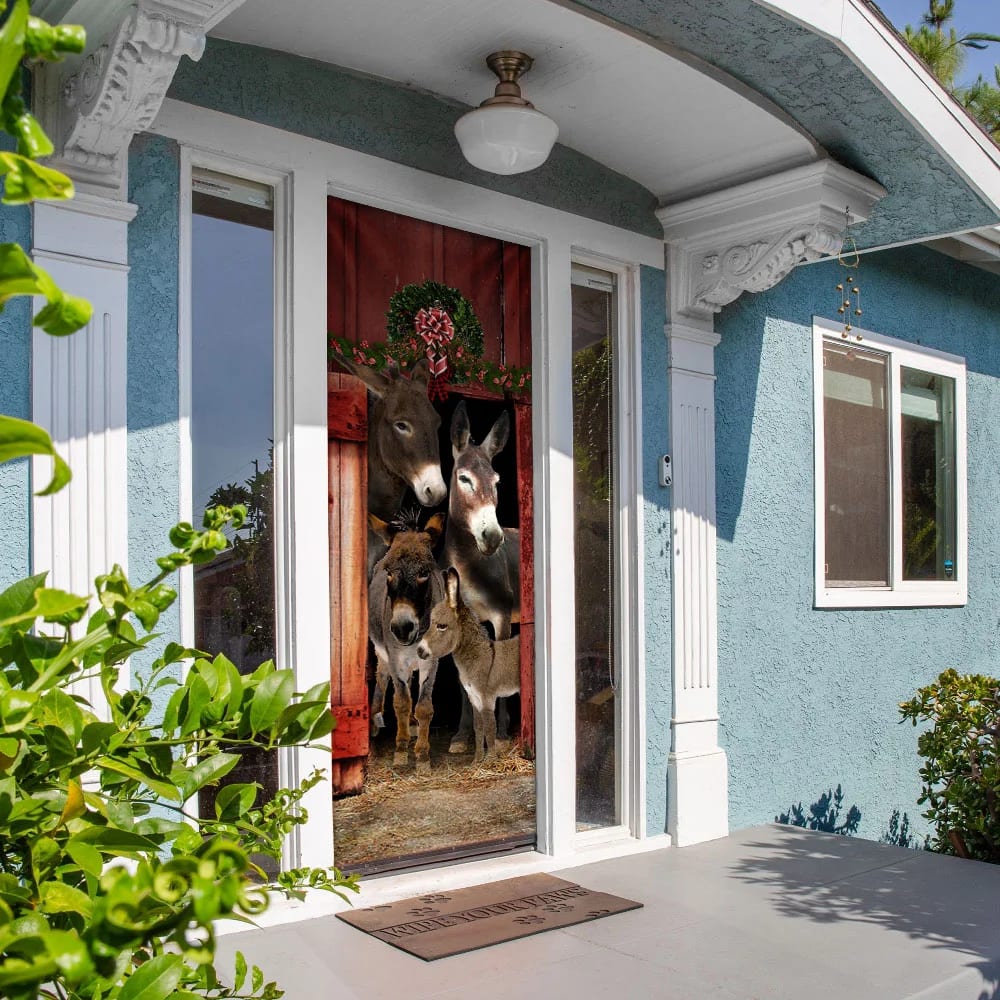 Happy Family Donkey Door Cover Unique Gifts Doorcover Holiday Decor 5 Happy Family Donkey Door Cover Unique Gifts Doorcover Holiday Decor 5