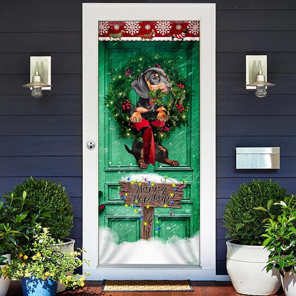 Happy Holiday Dachshund Door Cover Unique Gifts Doorcover Holiday Decor 2 Happy Holiday Dachshund Door Cover Unique Gifts Doorcover Holiday Decor 2