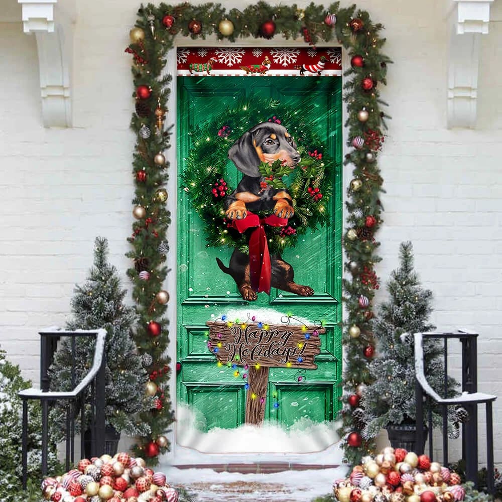 Happy Holiday Dachshund Door Cover Unique Gifts Doorcover Holiday Decor 3 Happy Holiday Dachshund Door Cover Unique Gifts Doorcover Holiday Decor 3