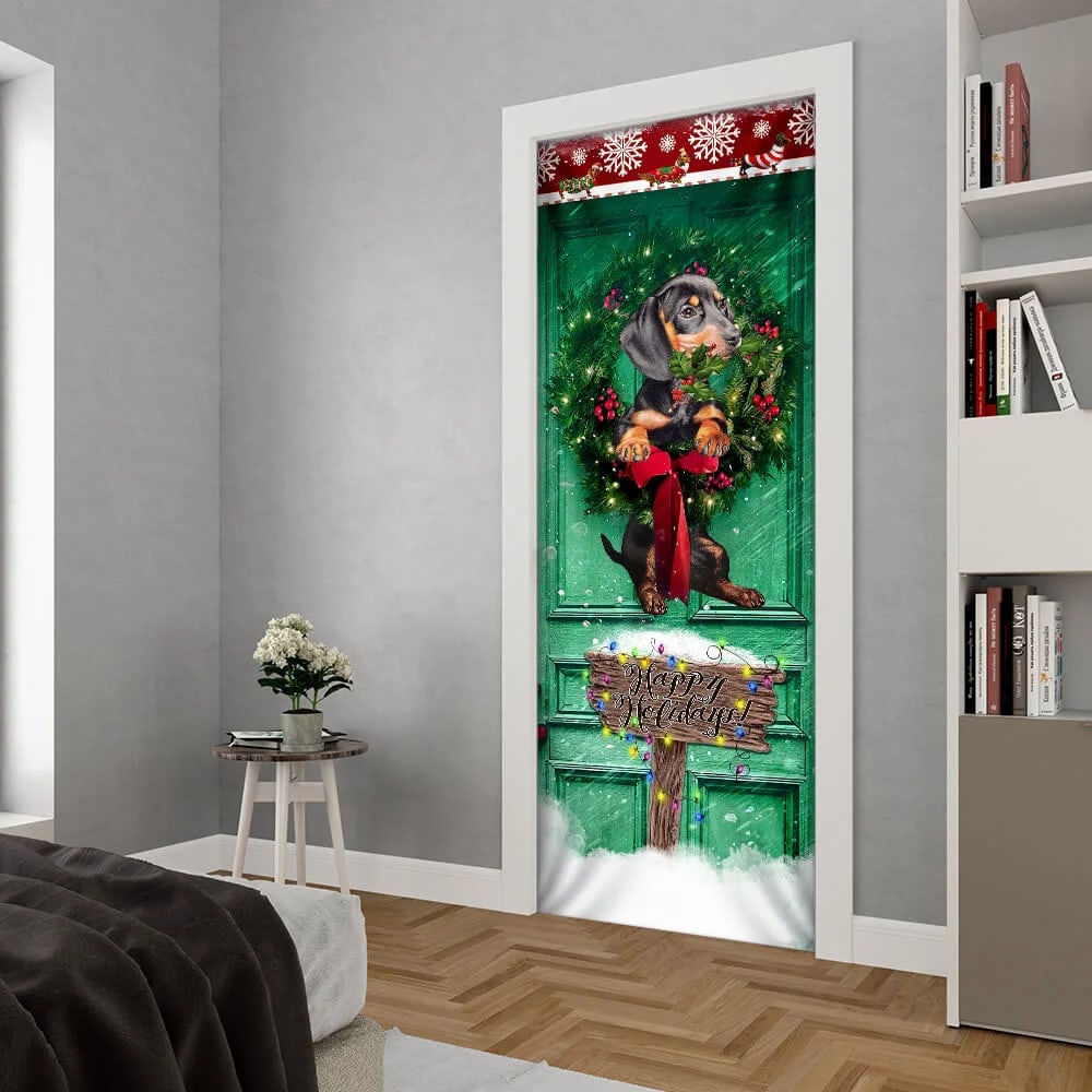 Happy Holiday Dachshund Door Cover Unique Gifts Doorcover Holiday Decor 5 Happy Holiday Dachshund Door Cover Unique Gifts Doorcover Holiday Decor 5