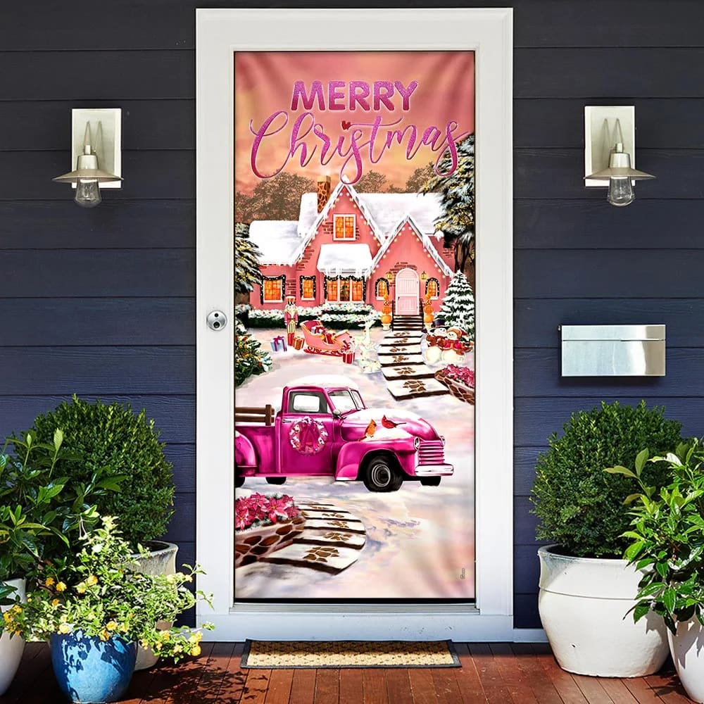 Happy Pink Christmas Door Cover Door Christmas Cover Christmas Outdoor Decoration Unique Gifts Doorcover 2 Happy Pink Christmas Door Cover Door Christmas Cover Christmas Outdoor Decoration Unique Gifts Doorcover 2