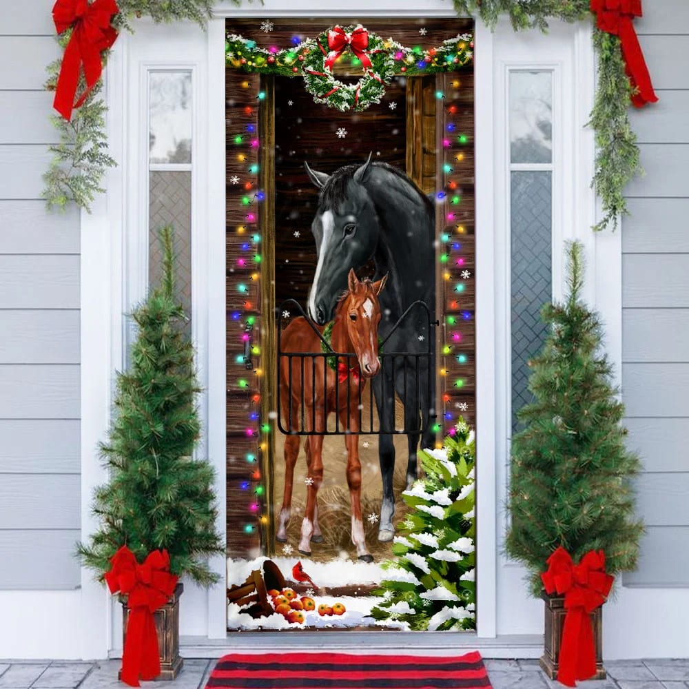 Horse Christmas Door Couple Happy Couple Christmas Outdoor Decoration Unique Gifts Doorcover 1 Horse Christmas Door Couple Happy Couple Christmas Outdoor Decoration Unique Gifts Doorcover 1