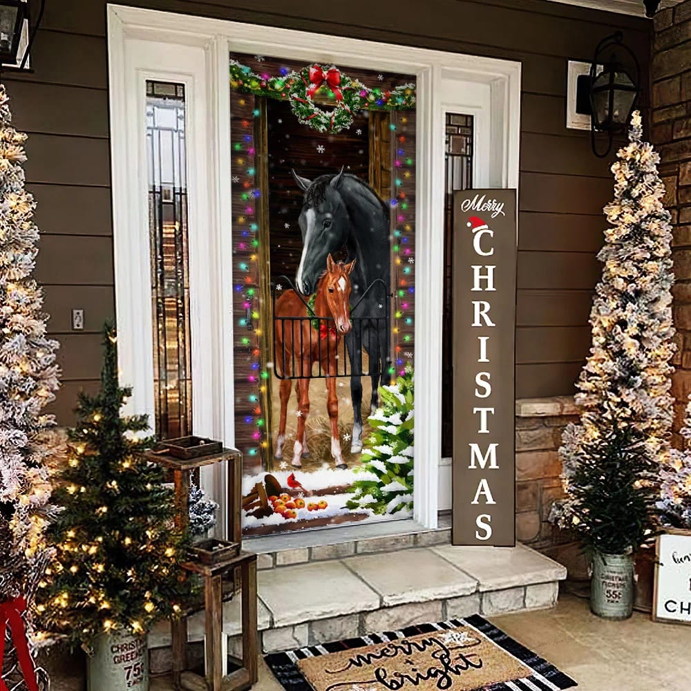 Horse Christmas Door Couple Happy Couple Christmas Outdoor Decoration Unique Gifts Doorcover 2 Horse Christmas Door Couple Happy Couple Christmas Outdoor Decoration Unique Gifts Doorcover 2