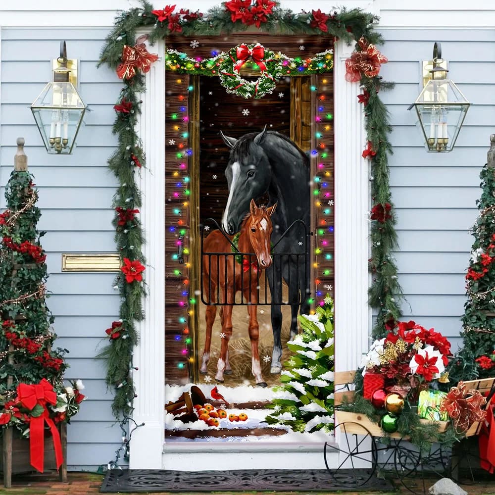 Horse Christmas Door Couple Happy Couple Christmas Outdoor Decoration Unique Gifts Doorcover 3 Horse Christmas Door Couple Happy Couple Christmas Outdoor Decoration Unique Gifts Doorcover 3