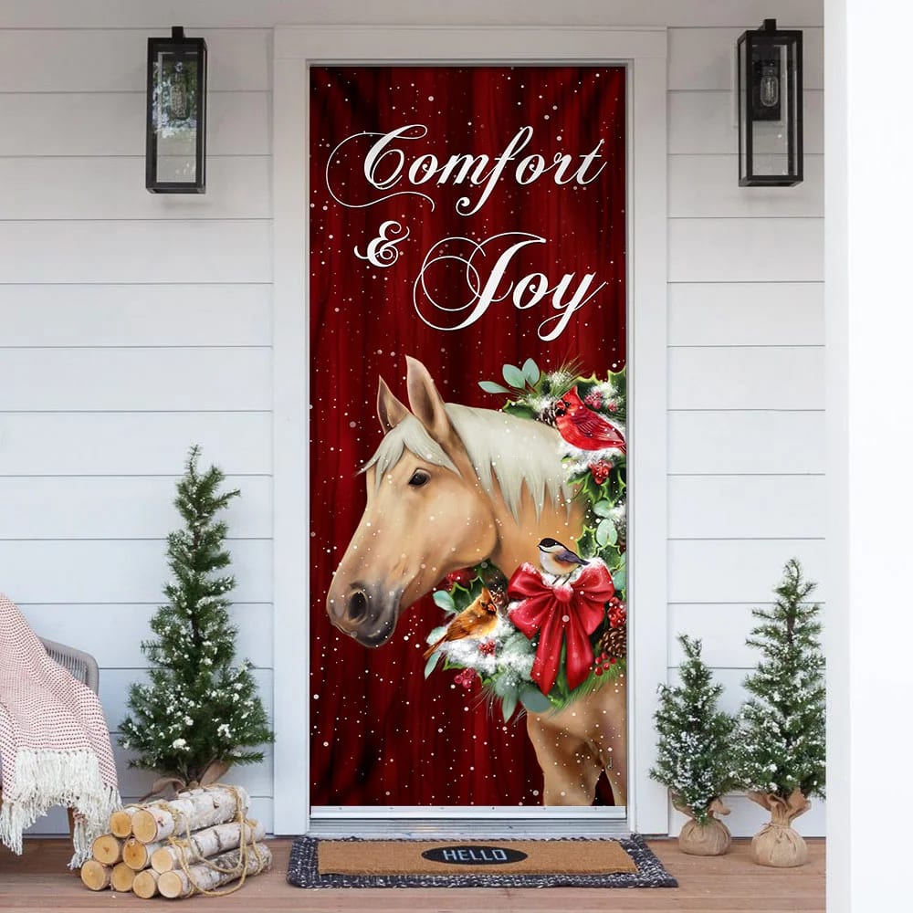 Horse Comfort And Joy Christmas Door Cover Christmas Outdoor Decoration Unique Gifts Doorcover 1 Horse Comfort And Joy Christmas Door Cover Christmas Outdoor Decoration Unique Gifts Doorcover 1