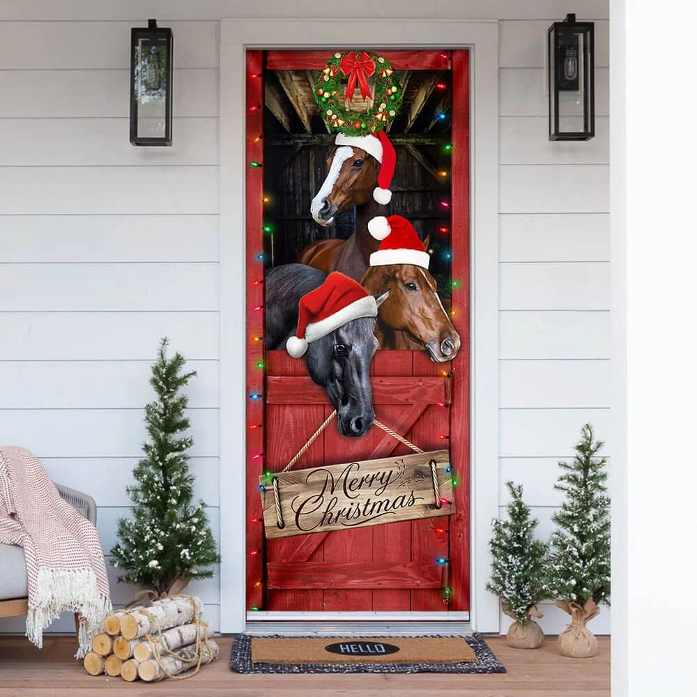 Horse Door Cover Merry Christmas Door Cover Christmas Horse Decor Housewarming Gifts 1 Horse Door Cover Merry Christmas Door Cover Christmas Horse Decor Housewarming Gifts 1