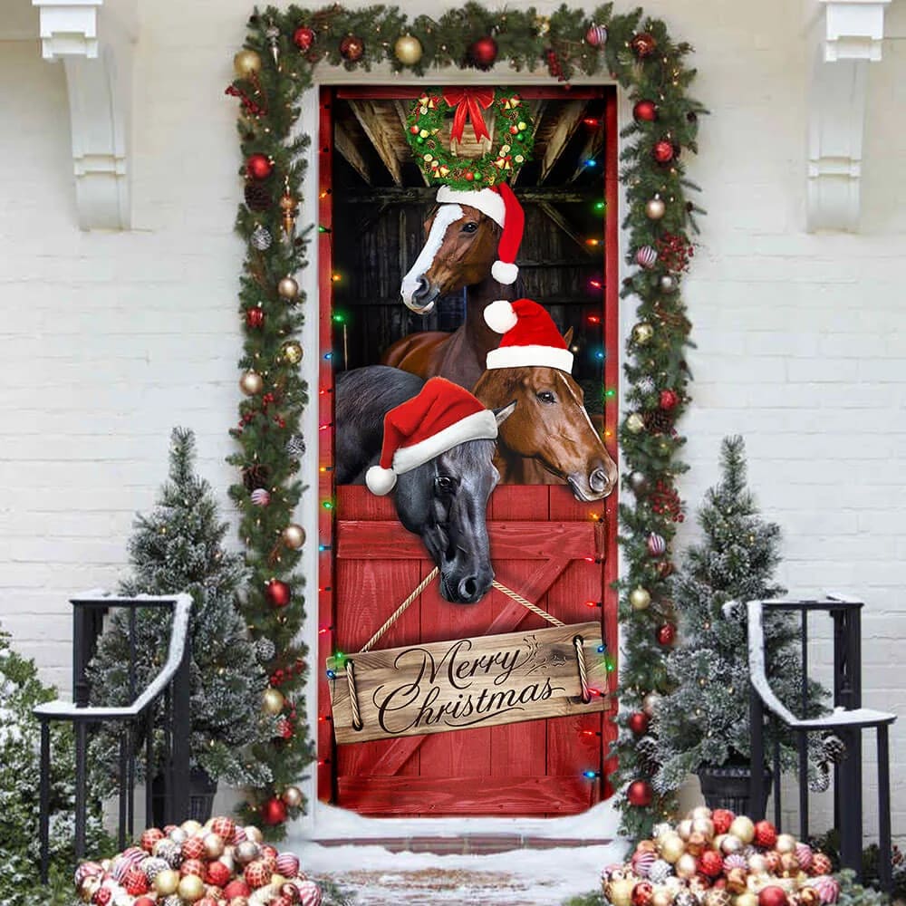 Horse Door Cover Merry Christmas Door Cover Christmas Horse Decor Housewarming Gifts 3 Horse Door Cover Merry Christmas Door Cover Christmas Horse Decor Housewarming Gifts 3