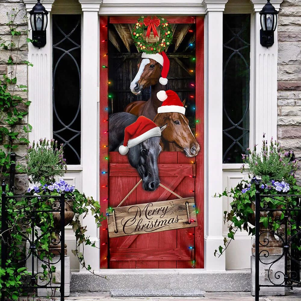Horse Door Cover Merry Christmas Door Cover Christmas Horse Decor Housewarming Gifts 4 Horse Door Cover Merry Christmas Door Cover Christmas Horse Decor Housewarming Gifts 4