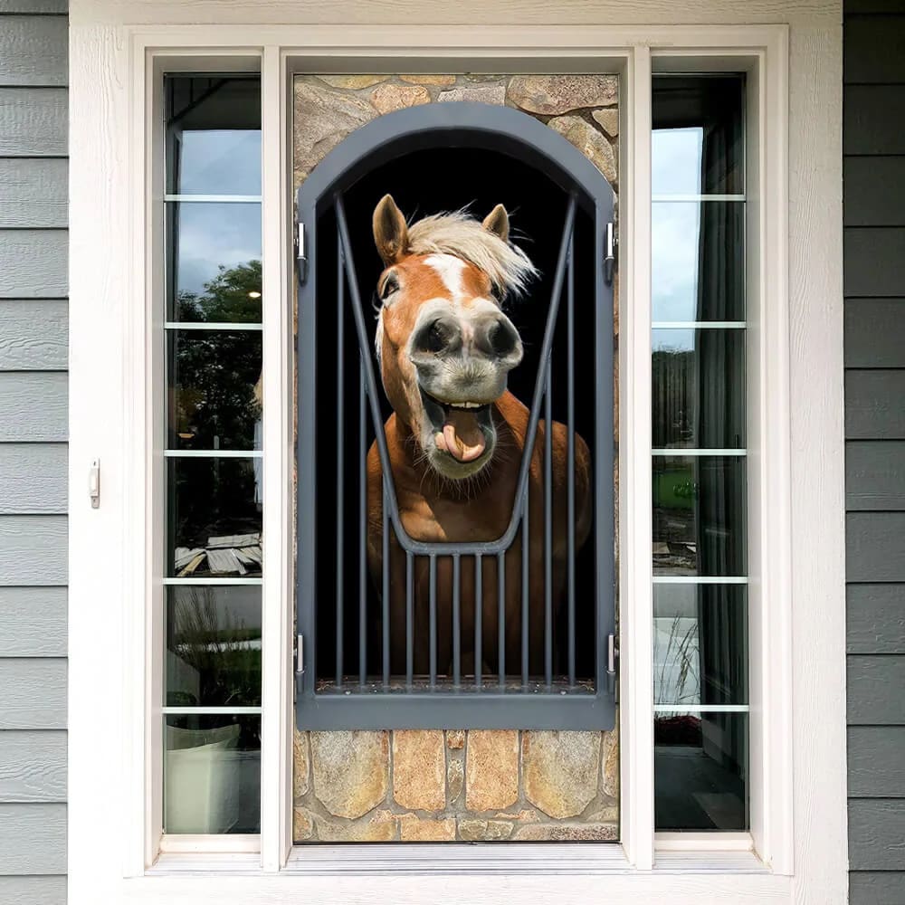 Horse Door Cover Happy Life Unique Gifts Doorcover Holiday Decor 2 Horse Door Cover Happy Life Unique Gifts Doorcover Holiday Decor 2
