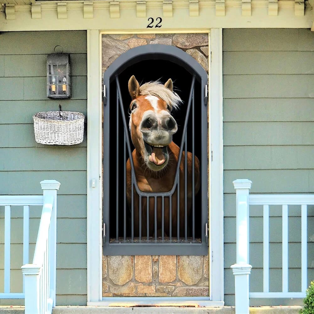 Horse Door Cover Happy Life Unique Gifts Doorcover Holiday Decor 3 Horse Door Cover Happy Life Unique Gifts Doorcover Holiday Decor 3