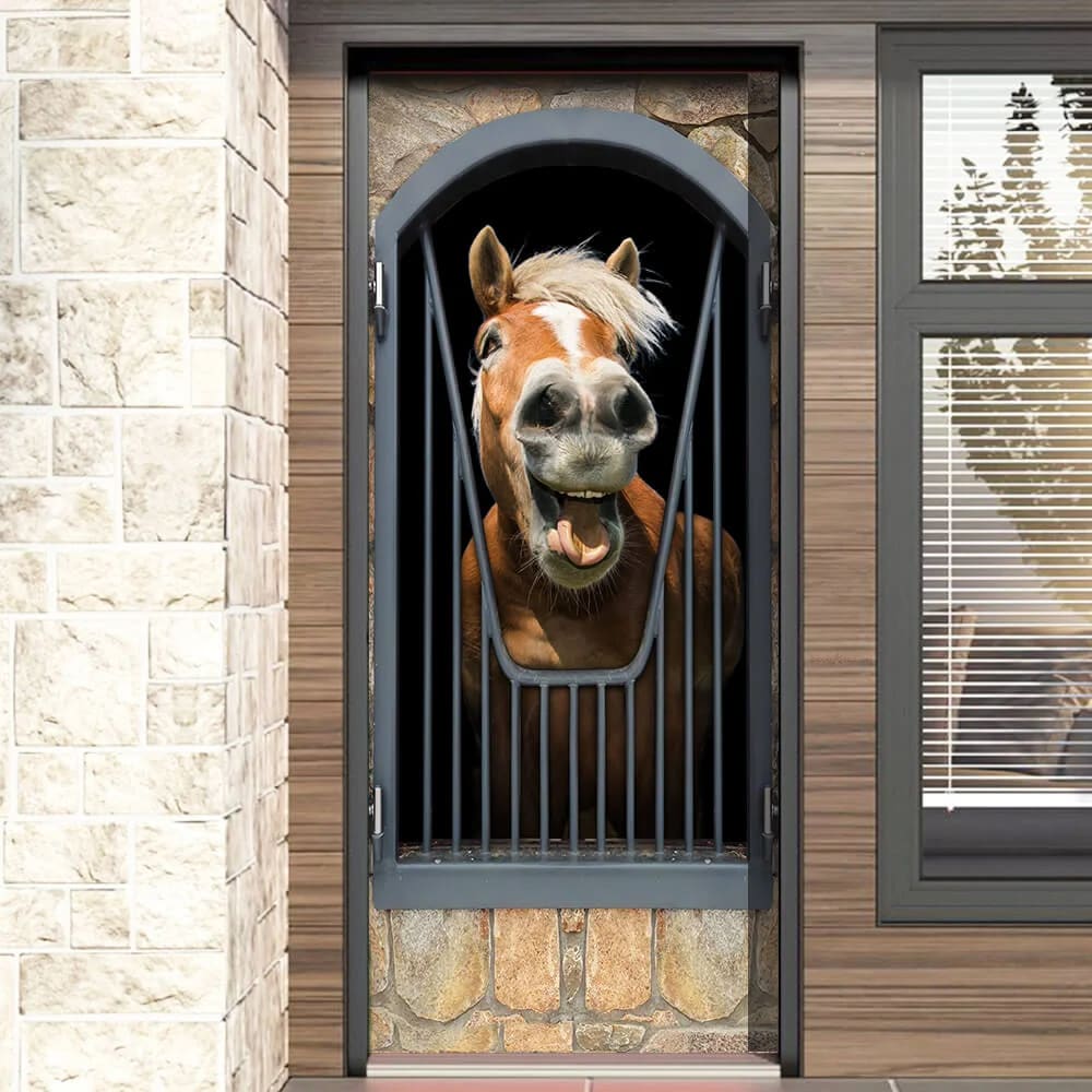 Horse Door Cover Happy Life Unique Gifts Doorcover Holiday Decor 4 Horse Door Cover Happy Life Unique Gifts Doorcover Holiday Decor 4