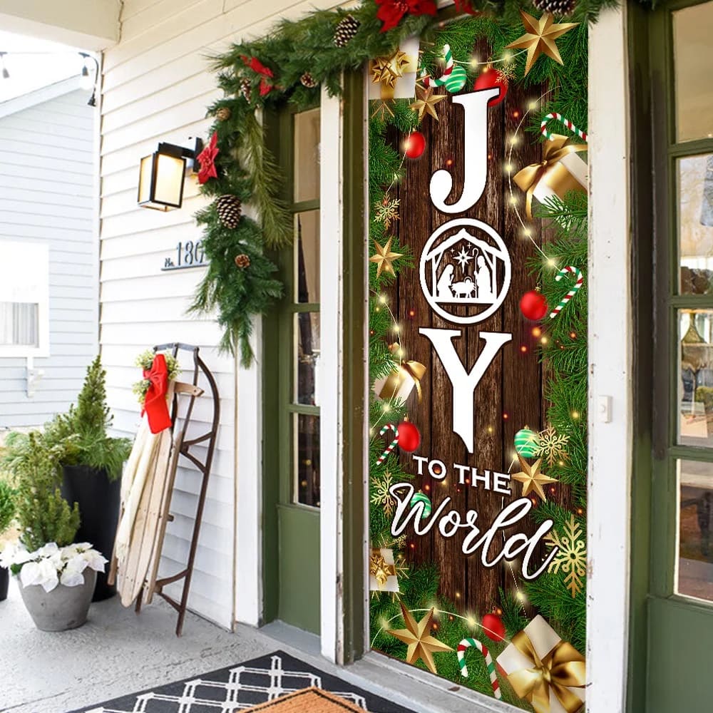 Joy To The World Christmas Door Cover Unique Gifts Doorcover Holiday Decor 6