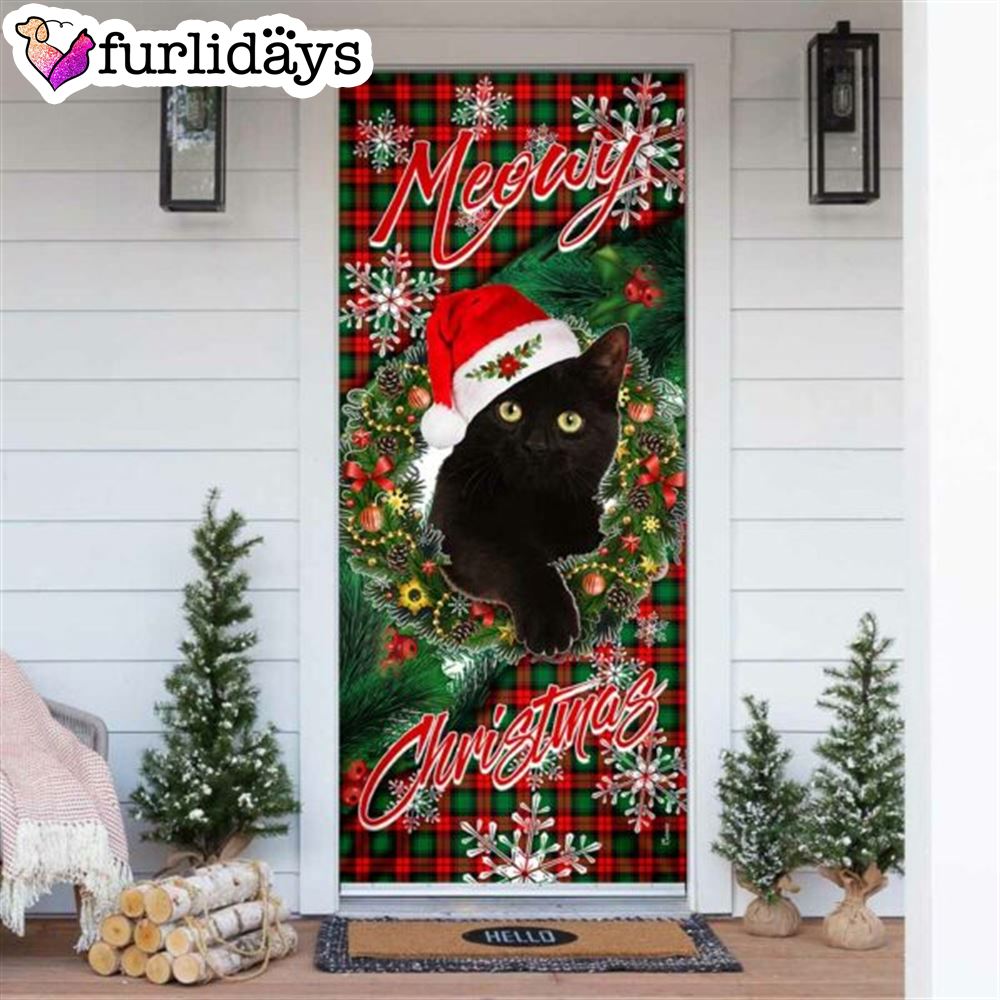 Meowy Christmas Door Cover Black Cat Door Cover 6 Meowy Christmas Door Cover Black Cat Door Cover 6