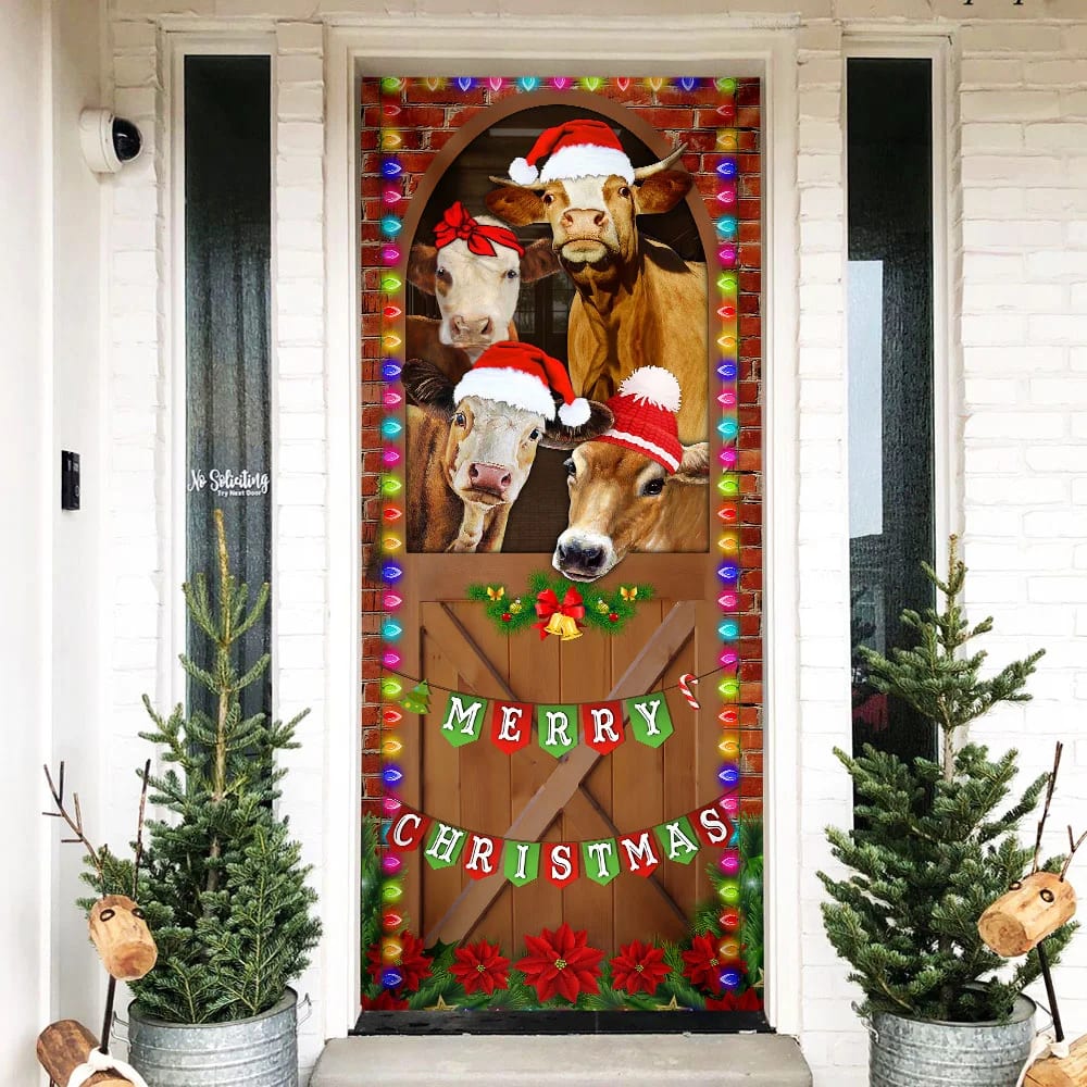 Merry Christmas Door Cover Cow Cattle Door Cover Unique Gifts Doorcover 1 Merry Christmas Door Cover Cow Cattle Door Cover Unique Gifts Doorcover 1