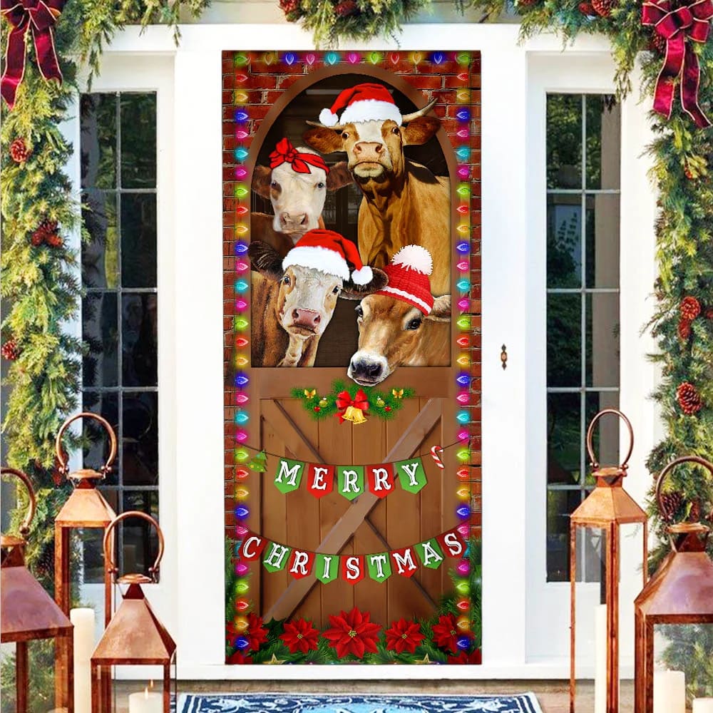 Merry Christmas Door Cover Cow Cattle Door Cover Unique Gifts Doorcover 2 Merry Christmas Door Cover Cow Cattle Door Cover Unique Gifts Doorcover 2