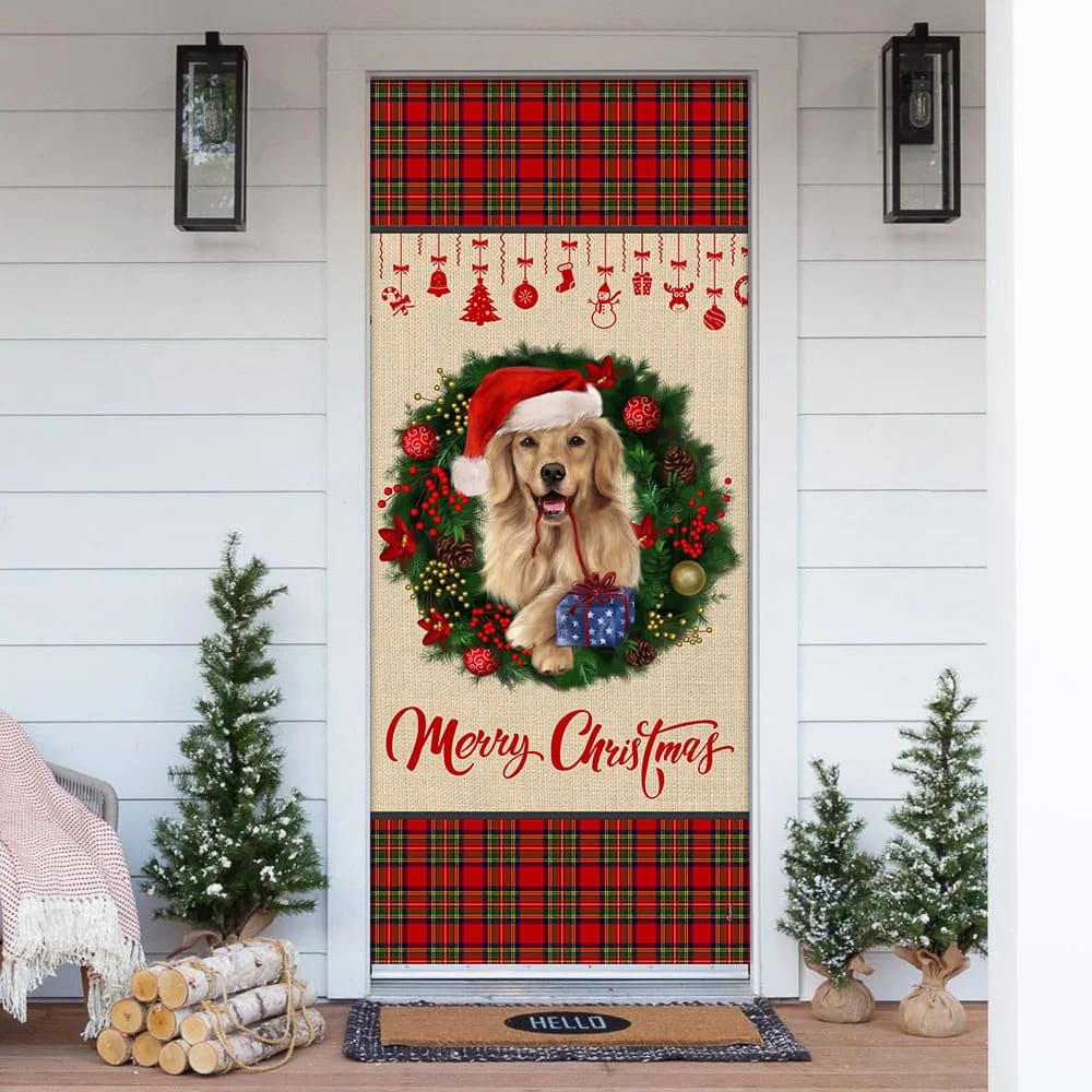 Merry Christmas Golden Retriever Door Cover Xmas Outdoor Decoration Gifts For Dog Lovers 1 Merry Christmas Golden Retriever Door Cover Xmas Outdoor Decoration Gifts For Dog Lovers 1