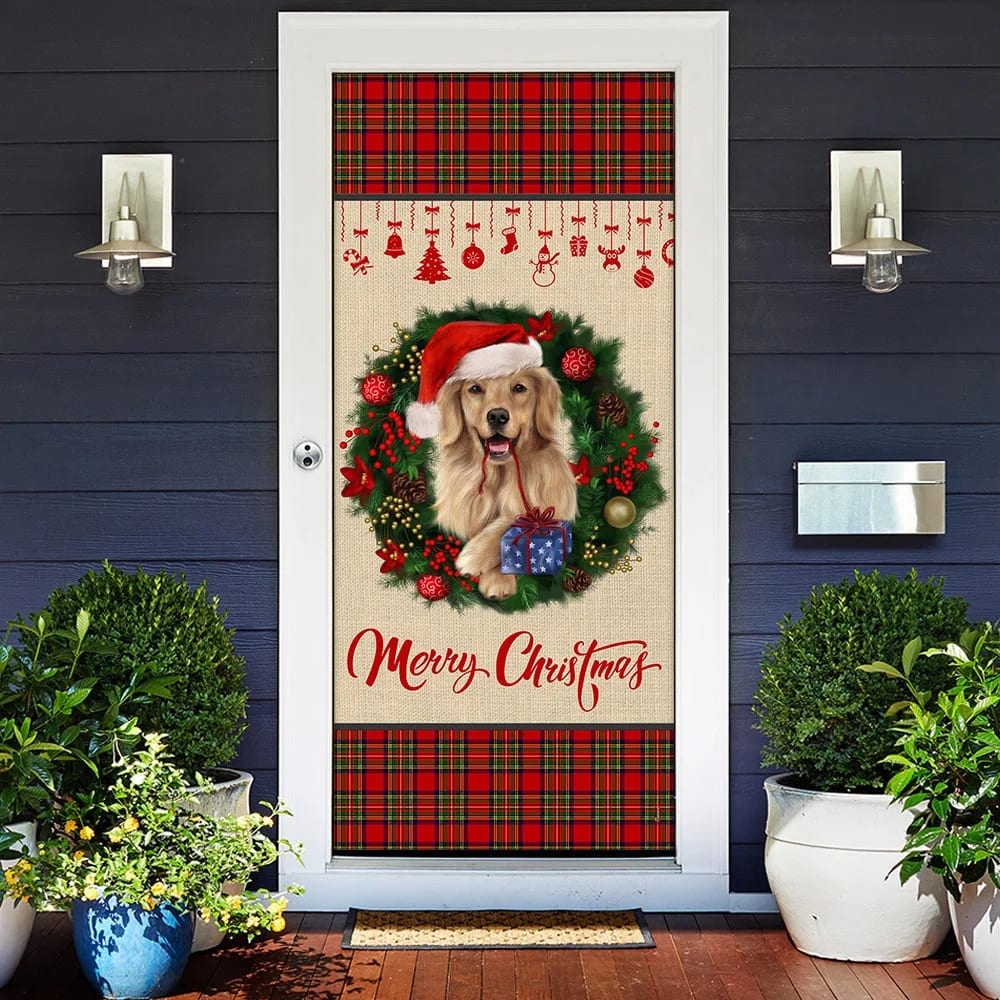 Merry Christmas Golden Retriever Door Cover Xmas Outdoor Decoration Gifts For Dog Lovers 2 Merry Christmas Golden Retriever Door Cover Xmas Outdoor Decoration Gifts For Dog Lovers 2