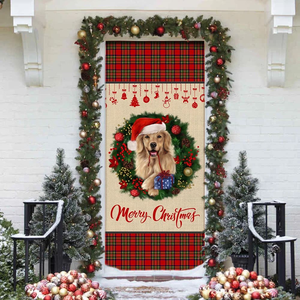Merry Christmas Golden Retriever Door Cover Xmas Outdoor Decoration Gifts For Dog Lovers 4 Merry Christmas Golden Retriever Door Cover Xmas Outdoor Decoration Gifts For Dog Lovers 4