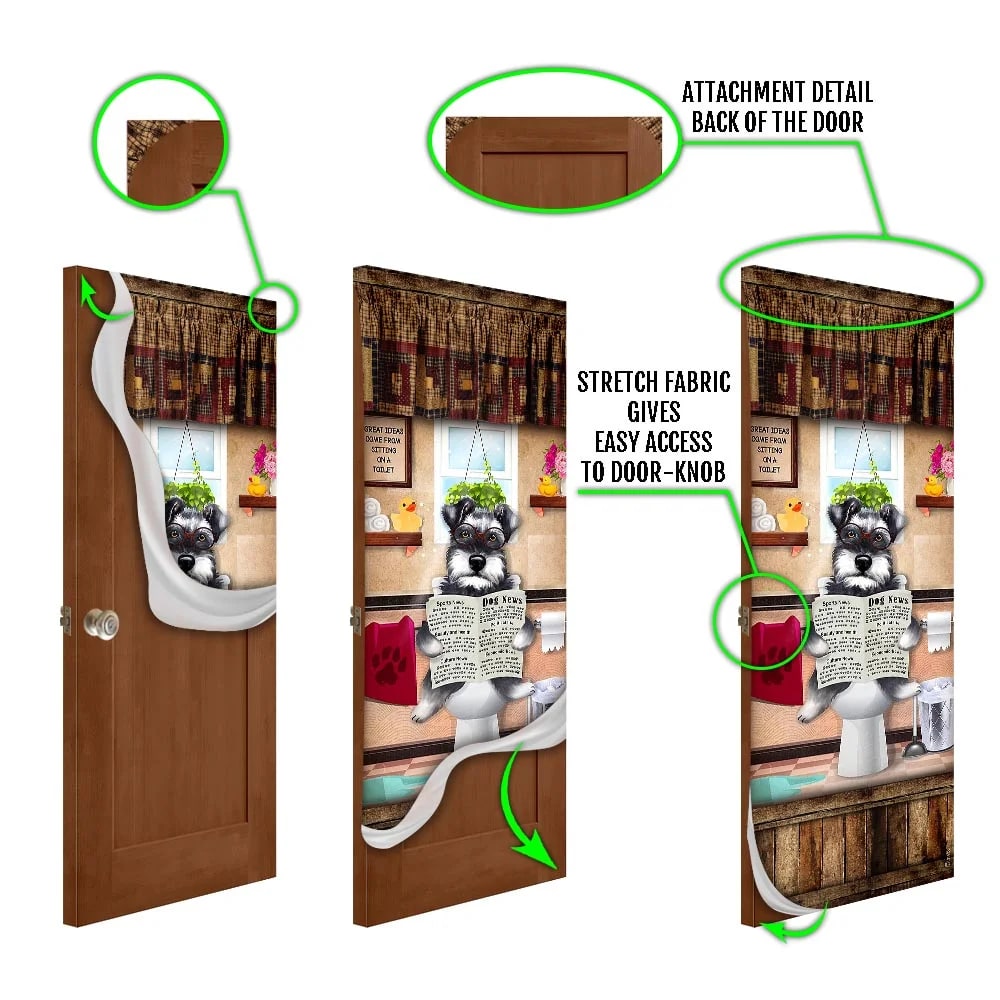 Miniature Schnauzer Puppy Sitting On A Toilet Door Cover Xmas Outdoor Decoration Gifts For Dog Lovers 4