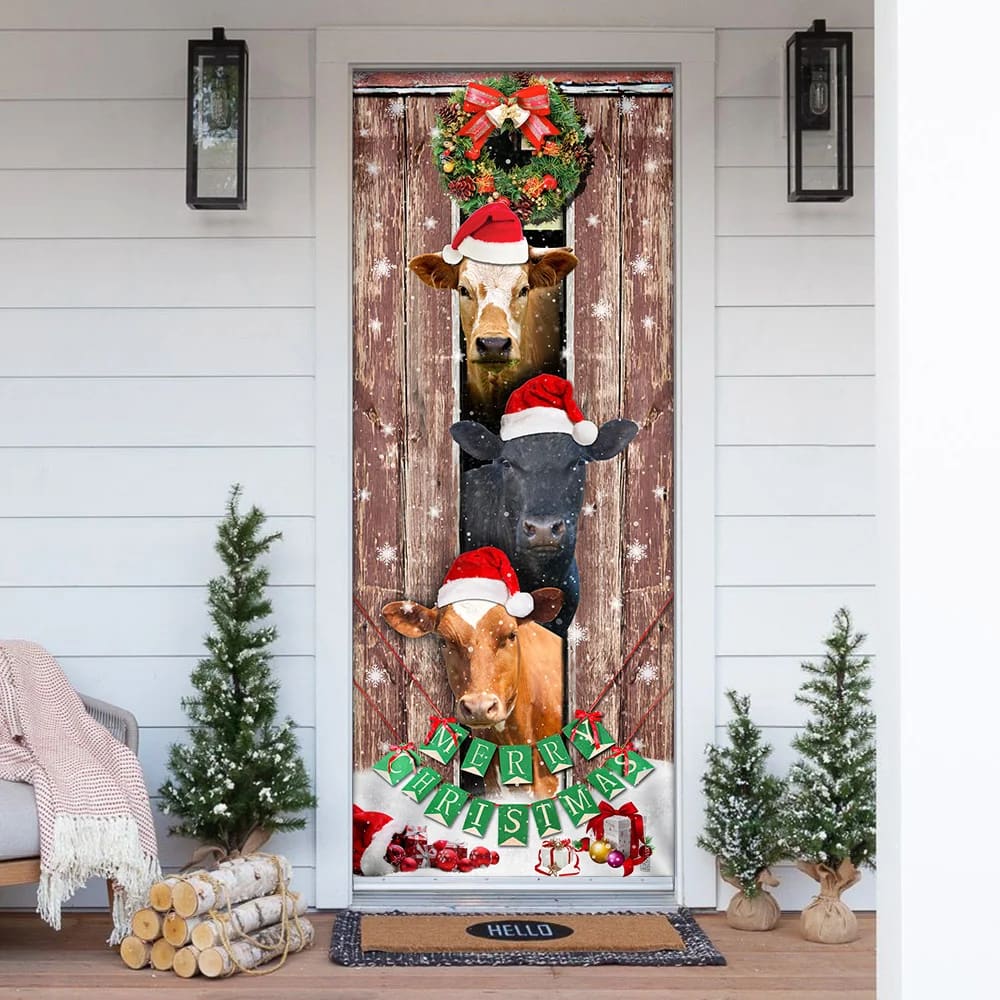 Moo Ry Christmas Cow Door Cover Unique Gifts Doorcover Holiday Decor 1 Moo Ry Christmas Cow Door Cover Unique Gifts Doorcover Holiday Decor 1