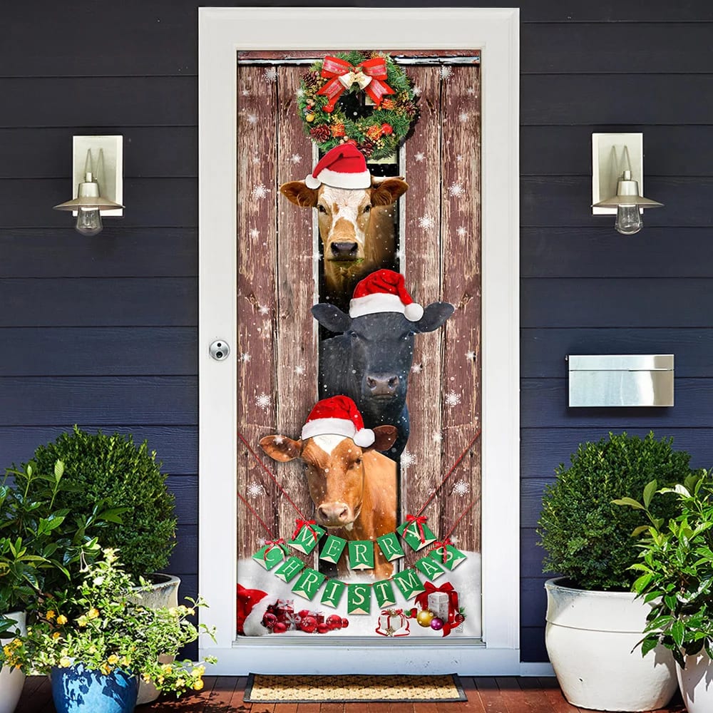 Moo Ry Christmas Cow Door Cover Unique Gifts Doorcover Holiday Decor 2 Moo Ry Christmas Cow Door Cover Unique Gifts Doorcover Holiday Decor 2
