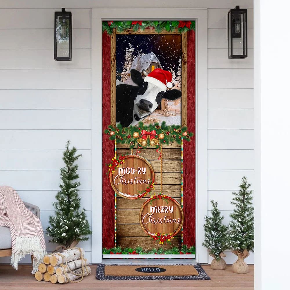 Moory Christmas Cow Door Cover Unique Gifts Doorcover Holiday Decor 1 Moory Christmas Cow Door Cover Unique Gifts Doorcover Holiday Decor 1