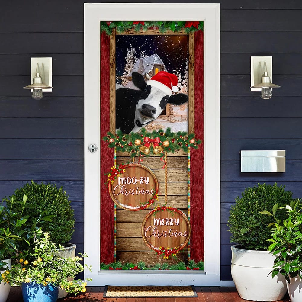 Moory Christmas Cow Door Cover Unique Gifts Doorcover Holiday Decor 3 Moory Christmas Cow Door Cover Unique Gifts Doorcover Holiday Decor 3
