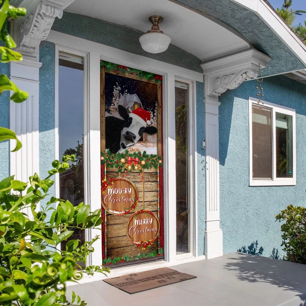 Moory Christmas Cow Door Cover Unique Gifts Doorcover Holiday Decor 4 Moory Christmas Cow Door Cover Unique Gifts Doorcover Holiday Decor 4