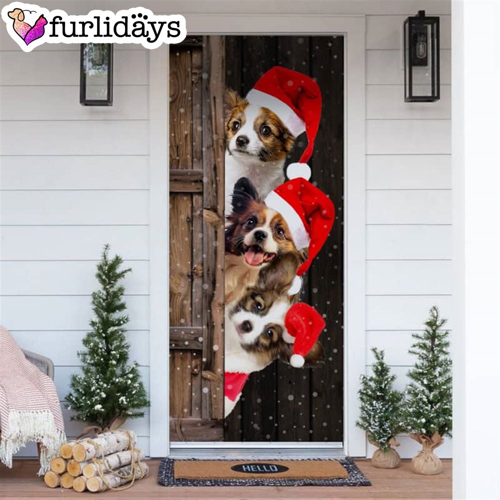 Papillon Christmas Door Cover Xmas Gifts For Pet Lovers Christmas Gift For Friends Papillon Christmas Door Cover Xmas Gifts For Pet Lovers Christmas Gift For Friends