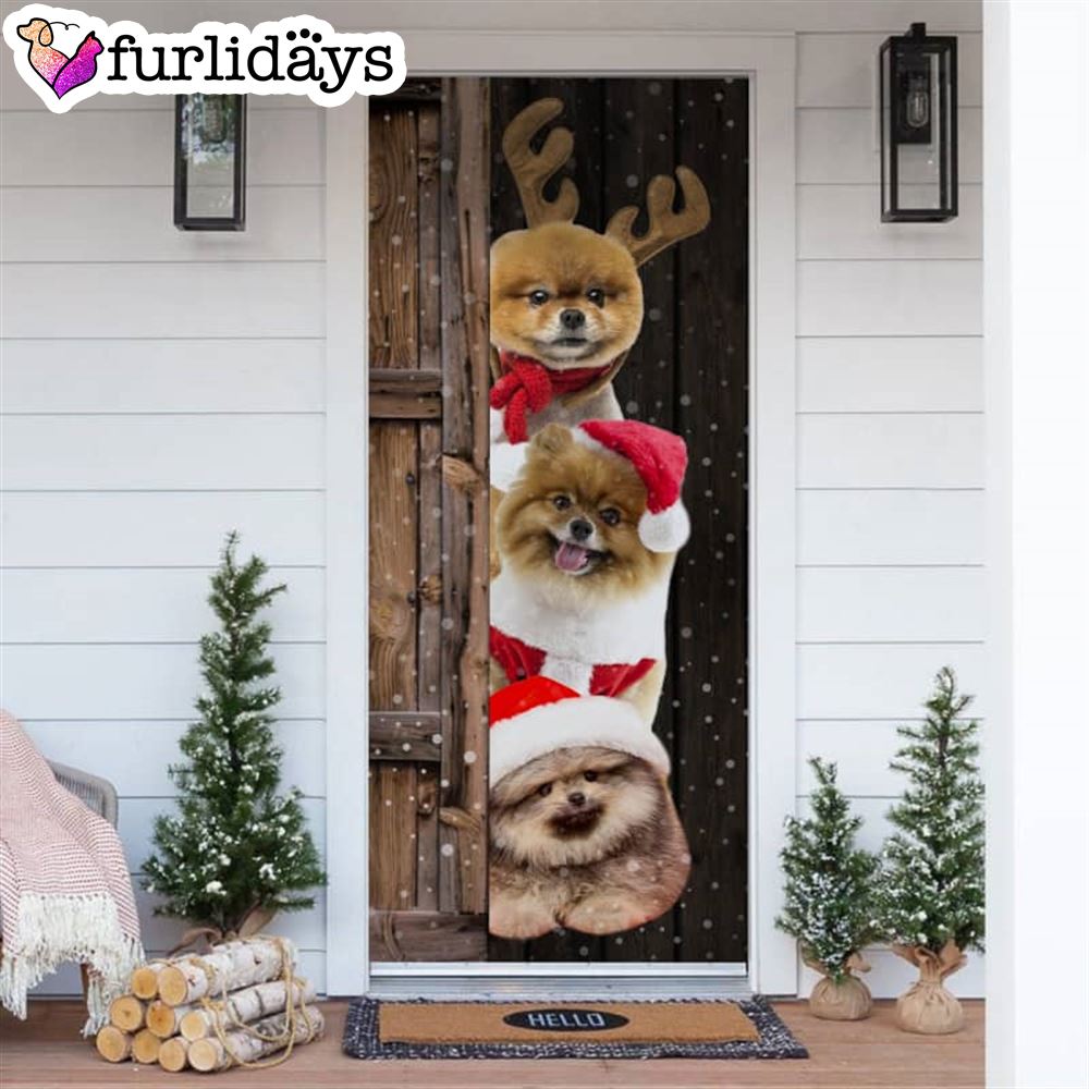Pomeranian Christmas Door Cover Xmas Gifts For Pet Lovers Christmas Gift For Friends Pomeranian Christmas Door Cover Xmas Gifts For Pet Lovers Christmas Gift For Friends