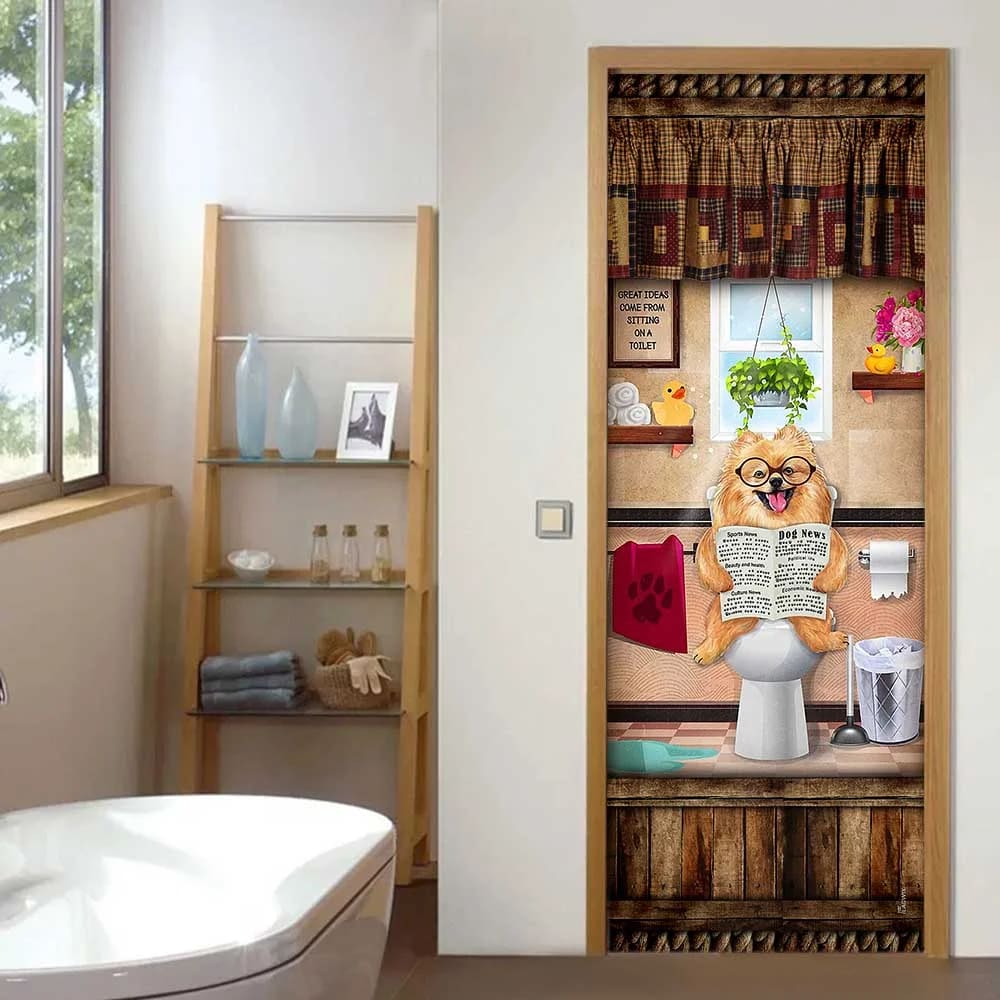 Pomeranian Puppy Sitting On A Toilet Door Cover Xmas Outdoor Decoration Gifts For Dog Lovers 3 Pomeranian Puppy Sitting On A Toilet Door Cover Xmas Outdoor Decoration Gifts For Dog Lovers 3