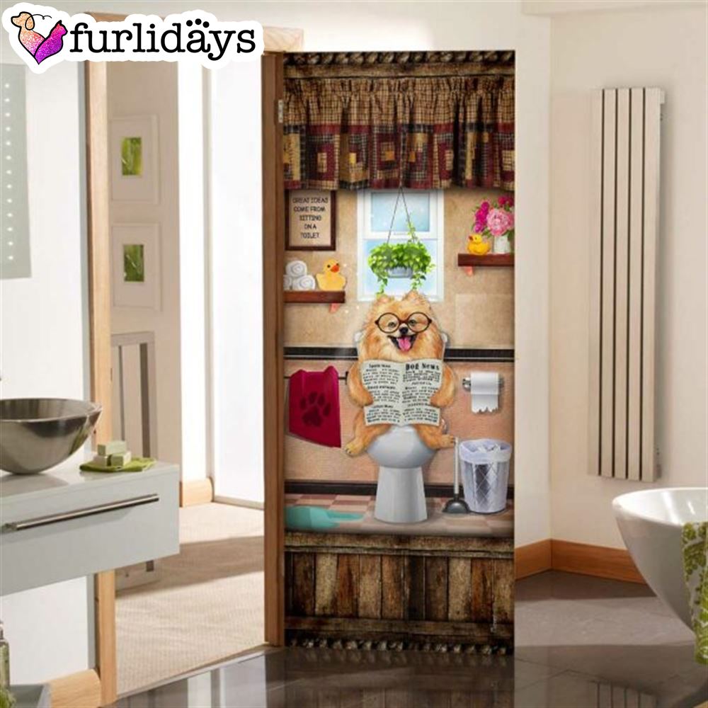 Pomeranian Puppy Sitting On A Toilet Door Cover Xmas Outdoor Decoration Gifts For Dog Lovers 5 Pomeranian Puppy Sitting On A Toilet Door Cover Xmas Outdoor Decoration Gifts For Dog Lovers 5