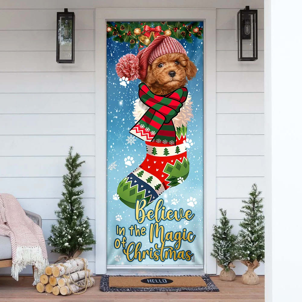 Poodle In Sock Door Cover Believe In The Magic Of Christmas Door Cover Xmas Outdoor Decoration Gifts For Dog Lovers 1 Poodle In Sock Door Cover Believe In The Magic Of Christmas Door Cover Xmas Outdoor Decoration Gifts For Dog Lovers 1