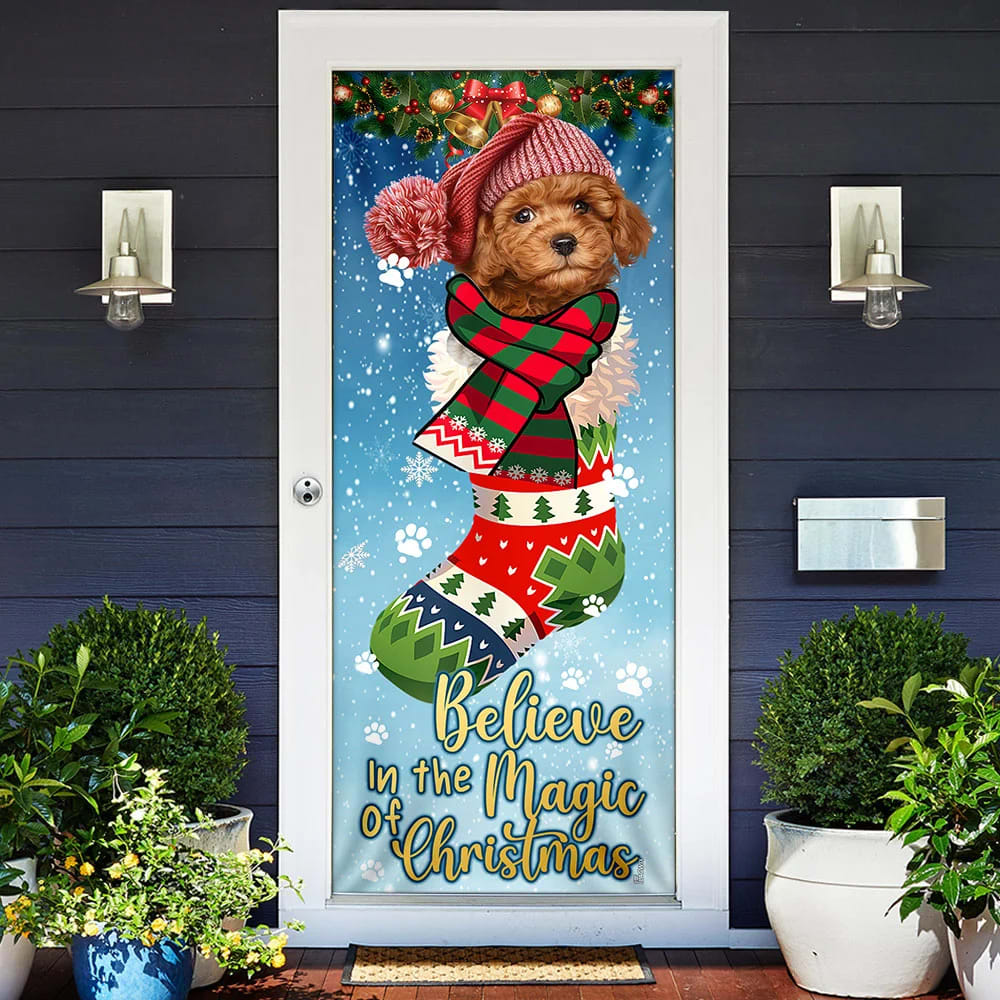 Poodle In Sock Door Cover Believe In The Magic Of Christmas Door Cover Xmas Outdoor Decoration Gifts For Dog Lovers 2 Poodle In Sock Door Cover Believe In The Magic Of Christmas Door Cover Xmas Outdoor Decoration Gifts For Dog Lovers 2